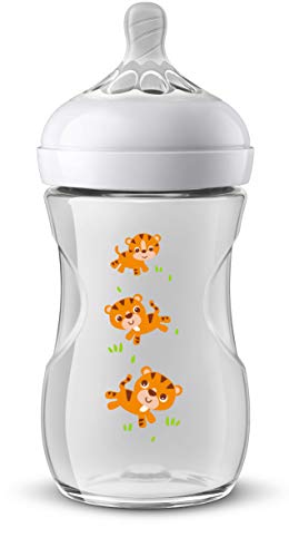 Philips Avent Allattamento SCF070/20 Biberon Natural Anti-Colica, 260 ml, Tigrotto, Transparente