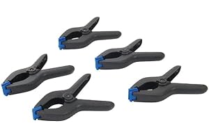 JIMENA Y SUS COSAS Juego de 5 Pinzas de resorte. Abrazaderas de sujeción con resorte amplia apertura de mordaza. Pinzas tensoras con elevada fuerza de sujeción. Fabricado en Europa. (PINZAS PVC 160 MM)