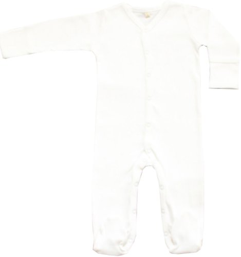 Organic Cotton Baby Clothing Footie Sleepsuit GOTS Certified (White, 0-3m)