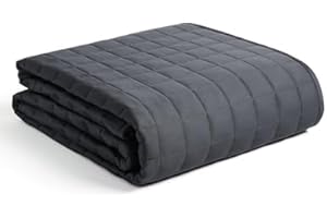 YnM Gewichtsdecke, 100 % Öko-Tex-zertifiziertes Baumwollmaterial mit hochwertigen Glasperlen (Dunkelgrau, 152 cm x 203 cm, 9 kg), geeignet für eine Person auf Doppel- und Kingsize-Betten