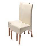 Abgerundete Ecken und Kanten Mendler 2X Esszimmerstuhl Küchenstuhl Stuhl Latina, Leder ~ Creme, helle Beine