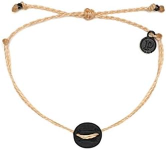Pura Vida Black OG Arrow Coin Cream Bracelet - Plated Charms, Adjustable Band - 100% Waterproof