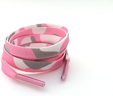 Mrko --- 2 pairs Neon/Multi Colours Flat shoes Laces Trainers Boots shoes (110cm, Camo Pink)