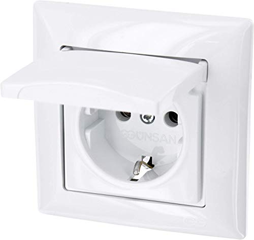 Up enchufe con tapa - All-in-One - Marco + rasante de uso + Protectora (Serie G1 Color Blanco)