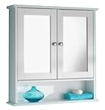 Double Door White Colour Cabinet Mirrored Bathroom Home Furniture Decorative Stylish Design by Home Living (Kitchen &amp; Home)