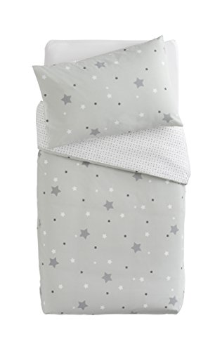 PMP Printed Bedding Set Duvet Cover and Pillowcase Stars Grey 100 x 140 cm
