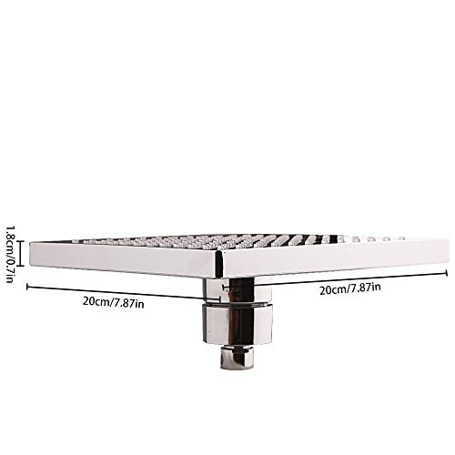 Delipop CM-11 LED Duschkopf, viereckig 20,3 cm Temperatur Control 3 Farbwechsel Wasser Flow Powered ABS Chrome Finish 12 LEDs für Badezimmer - 6