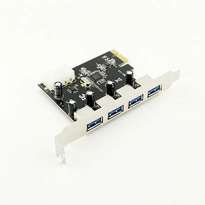 Generic 4 Port USB 3.0 PCIe Controller Card, Compatible with PCIe 2.0, USB 3.0, 5Gbps, XHCI 1.0, Molex 4pin Power, Part Number 2103-794782, For PC, Printer, Storage