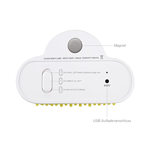ProGreen smart WOLKE Nachtlicht, Gelbe, Warmweiß, 3 Modi auszuwählen, USB Aufladung, schöne und warme Begleitung in der Nacht, Zimmerdekorationen, LED Lampe, Wandleuchten, Nachttischlampe - 4