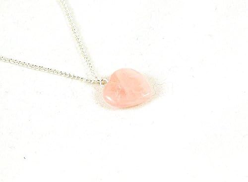 Healing Rose Quartz Crystal Heart shaped Pendant with SP chain