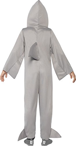 Smiffys Children's Unisex All In One Shark Costume, Jumpsuit with Hood and Fins, Party Animals, Size:S, Colour: Grey, 44076