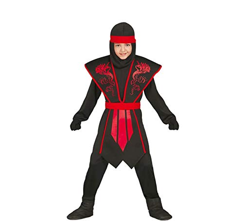 Guirca- Shadow Costume da Ninja, per Bambini di 7 - 9 Anni 7-9, Nero, Rosso, 81252