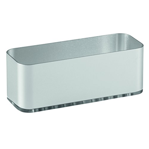 InterDesign 82776EU Affixx, Peel-and-Stick Starker Selbstklebender Halter mit Saugnapf für die Küchenspüle aus Aluminium, Topfkratzer, Abwaschbürsten, Metall, silber/smoke, 16,84 x 6,68 x 8,89 cm