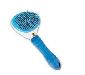 Foodie Puppies Pet Grooming Slicker Brush Dogs & Cats | Self Cleaning Thick Oval Slicker with Push Button | Dematting Brush Easily Removes Mats, Tangles, and Loose Fur