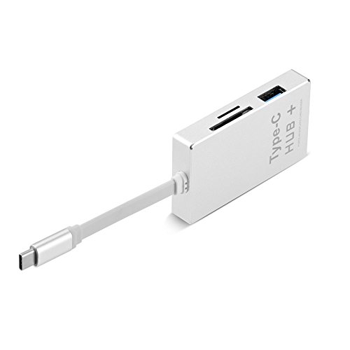 USB C Adapter Type c Hub, iMounTop USB 3.0 Type-C Adapter mit 3.0 Kartenleser SD / microSD, PD Ladeanschluss , 4K HDMI Videoausgang , 2 x SuperSpeed USB 3.0 Anschlüsse , für Apple New MacBook Pro 2016, MacBook 2015/2016, ChromeBook Pixel, HP i7, Dell XPS (OTG funktion für Smartphone) (Silber)
