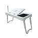 Produktbild Portable Faltbarer Plastiklaptopschreibtisch,Wellenkühltrog,fauler Schreibtisch des Betts/Computertisch/Speisetisch,mit LED-Lichtern,mit Temperatur,Rahmenschlitz,weiß