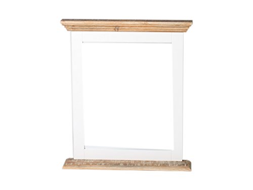 Woodkings® Spiegel 80x70cm Manila Echtholz Pinie natur rustikal und MDF weiß Badspiegel Wandspiegel mit Ablage Badmöbel Badezimmermöbel - 2