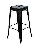 Acero Lacado Pack 2 taburetes tolix. Taburetes altos para bar. Asiento alto para terraza de discoteca, chiringuito, restaurante. Taburetes para mesa alta. Mobiliario para catering y hostelería (Negro)