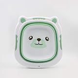 Tipo: Cuencas Perro de la historieta Lavabo 12 niños plegable portátil de color Lavabo plástico Lavabo Baño del bebé viaje Wash Accesorios, A-verde-L