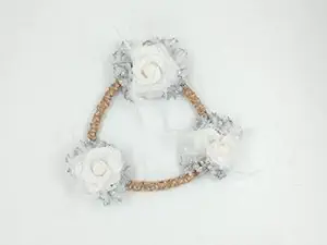 Sumikrafts Wreath-Crafted with Hand Pleated Jute-Decorated in Artificial Frozen White Roses-White Feather Tassels