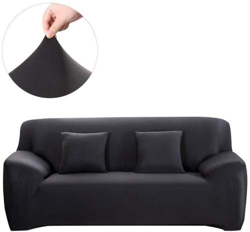 détail WINOMO Housses de Canapé salon Mobilier Protecteur 2pcs Taie d'oreiller élastique Noir - Taille L 195 x 230 cm