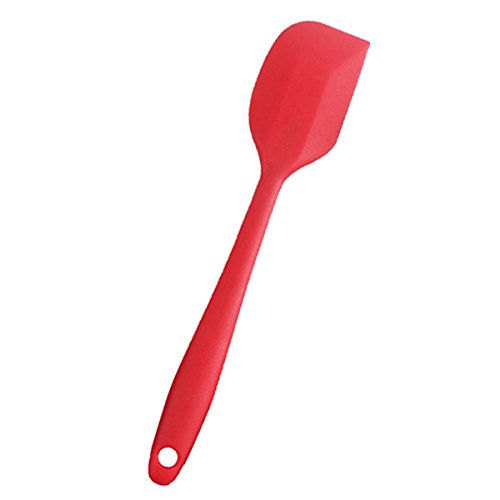 Silikon Mixer Teigschaber Backpinsel Set - Silikonschaber Küchengeräte Kleine Schmal Teigspachtel – Backzubehör Küchenhelfer Set Topfset Kochbesteck - mit stabilem Edelstahlkern zum Kuchen Backen und Mixen, Einteilig, 28cm in Rot