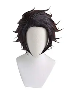 Cosrea Japanese Anime Costume Cosplay Wig Halloween Hair Wigs for Women Men (Kamado Tanjirou 2#)