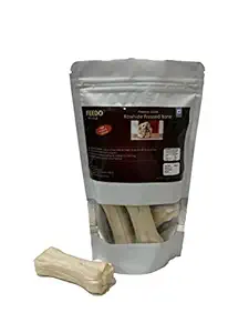Feedo Pet Food & Supplies Dog Bones Chew Treats Calcium Bones for Dog Vegetarian Rawhide Bones Pressed Bone Bones for Dogs (4Inches x 5Pcs), 250gm