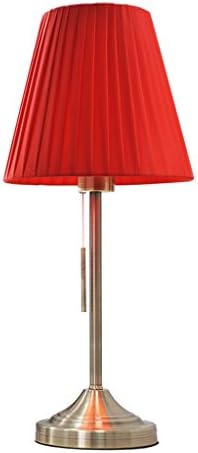 SMILR Modern fabric table lamp, home bedroom study room bedside lighting Iron lamp, with beige/red two-color lampshade optional, E27,9.06 in * 20.48in (Color : Red)