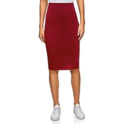 oodji Ultra Mujer Falda-Lápiz Básica, Rojo, ES 38 / S