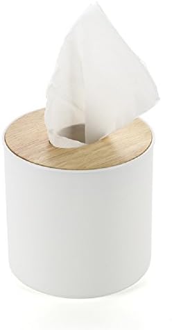 Fealkira Oak Cap Tissue Box Cover Toilet Paper Holder Dispenser for Your Home, Bathroom and Office (round)