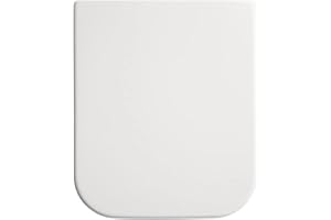 Gala Emma Square– Asiento Fijo para Inodoro, Incluye Kit de Fijación y Bisagras de Acero Inoxidable, Color Blanco, Medidas 36 x 3.5 x 42 cm – Modelo G5164001