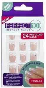 Perfect 10 Decorated French Nails Pre-Glued Decorated Fantasia (Pink) - 4022331