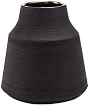 GAODUZI Black Gold-rimmed Ceramic Vase Creative Living Room TV Cabinet Flower Vase Furnishings ( Size : D )