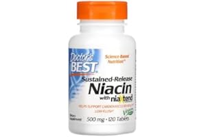 DOCTORSBEST Doctor's Best Niacine à Libération Prolongée avec niaXtend, 500mg - 120 Comprimés - Soutien Cardiovasculaire et Santé Métabolique