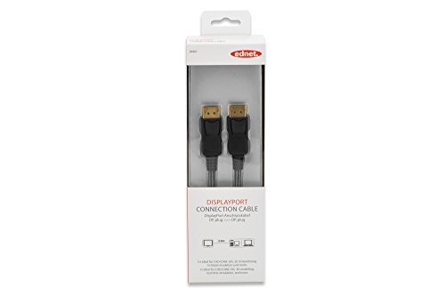 ednet 84501 DisplayPort Anschlusskabel Stecker/Stecker mit Verriegelung (Ultra HD 4K, 3m) schwarz/gold - 3