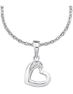 Amor Kinder-Kette mit Anhänger Herz Mädchen 925 Silber rhodiniert Zirkonia weiß längenverstellbar 35+3 cm 555661