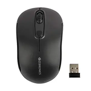 ZEBRONICS Zeb-Dash Plus 2.4 GHz Wireless Mouse with USB Nano Receiver, 4 Buttons, Power Saving Mode, for PC/Mac/Laptops (Black)