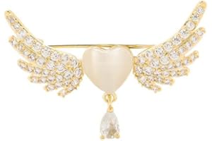 BSLVWG Wings broche à la mode opale coeur Broche en cristal pour les femmes, les filles, les femmes, les mamans