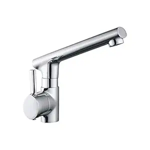 ATHEM Brass Swan Neck Washbasin Tap for Kitchen and Bathroom | Silver, Chrome Finish, INTERGRITY with Wall Flange