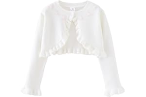 Yanmucy Cárdigan Bolero para Niñas Pequeñas Chaqueta de Punto para Niña Manga Larga Suéter de Algodón Niña Pequeños Botón Encubrir para 1-8 Años