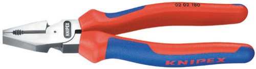 KNIPEX 02 02 180 Kraft-Kombizange schwarz atramentiert mit Mehrkomponenten-Hüllen 180 mm