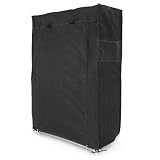 PrimeMatik - Armario ropero y Zapatero de Tela Desmontable 60 x 30 x 110 cm Negro con Puerta Enrollable