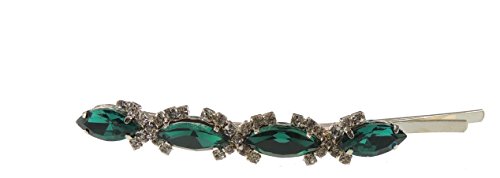 Ladies Extra Sparkly Oval Crystal Luxury Hair 9cm Grip Clip Emerald Green