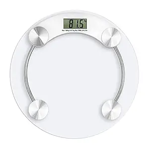 SACHI Electronic 8mm Thick Tempered Glass and LCD Display Electronic Digital Personal Bathroom Health Body Weight Weighing Scale (White)