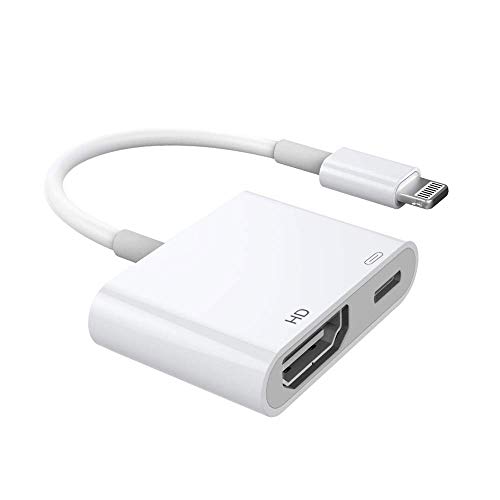 HDMI Adapter, iPhone to HDMI Cable Adapter, 1080P Lightning Digital AV Adapter with Lightning Charging Port, HDMI Sync Screen Connector for iPhone & iPad