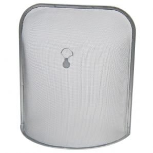 Traditional Curved Fire Guard Surround Screen with Fine Mesh and Silver Detailing - Height 53cm x Width 48cm x Depth 19cm