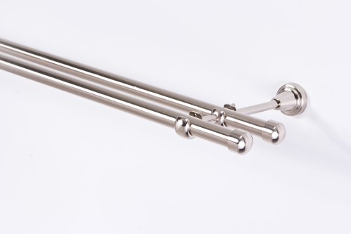 Gardinenstange19mm 2-läufig Edelstahloptik Metall, 160 - 2