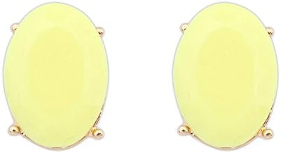 Small Canary Yellow Oval Stud Earrings.