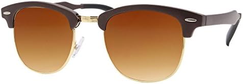 Cheapass Sunglasses Clubmaster Brown UV-400 Browline Vintage Retro Plastic Women Men